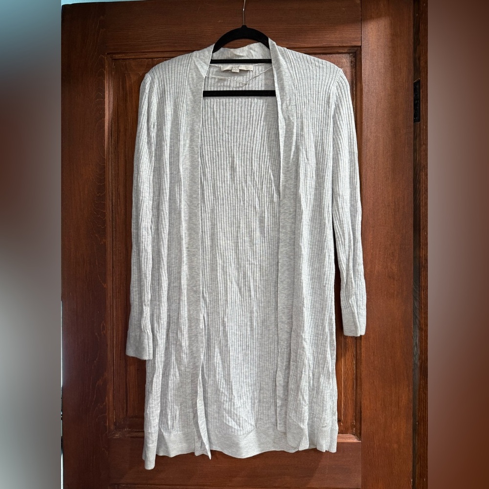 Loft lightweight gray cardigan, size small petite